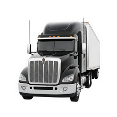 Black semitrailer truck isolated on transparent background
