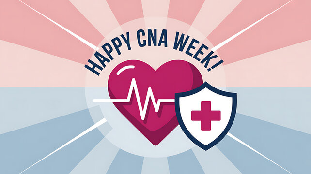 Happy C N A Week heart and shield graphic CNA week