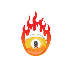Nine ball Cool fire effect billiard ball vector design, as your graphic chart