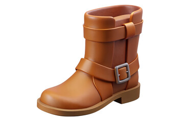 3d cartoon brown boot isolated on transparent background. use cases: fashion, apparel, footwear.