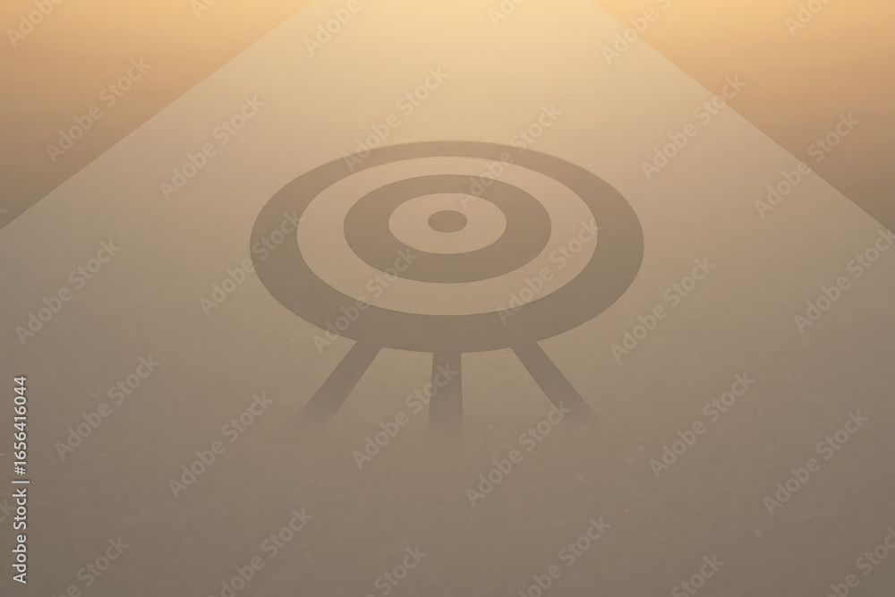 Poster shadow of target symbol on smooth surface with warm light creating calm atmosphere