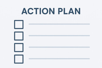 Action plan checklist with empty boxes and lines for task organization and productivity