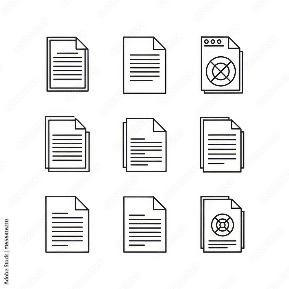 Poster collection of document icons showcasing various paper and digital formats