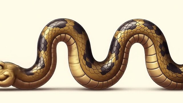 Whimsical cartoon snake illustration gold brown scales