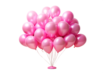 Pink balloons bunch on floor isolated on white background ,PNG.AI Generated.