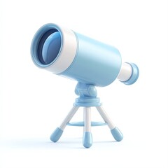 A blue telescope on a white background, perfect for educational materials, children's science projects, or astronomy-related content, Ideal for promoting exploration and curiosity in outer space,