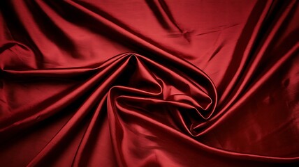 Fototapeta premium Product stand covered with red silk fabric. Stage.