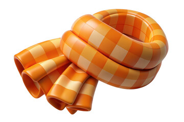 3d orange checkered scarf isolated on transparent background. use cases: fashion, design.
