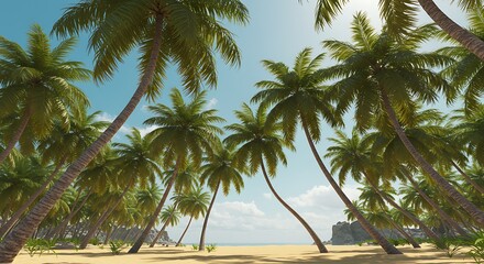 Fototapeta premium 椰子の楽園、3Dデジタル風景