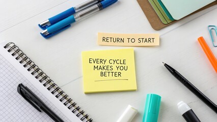 Inspirational notes and stationery arrangement on a desk