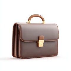 A classic brown leather briefcase with gold accents, perfect for professionals, Ideal for use in business-related visuals, marketing materials, or lifestyle blogs showcasing work accessories,