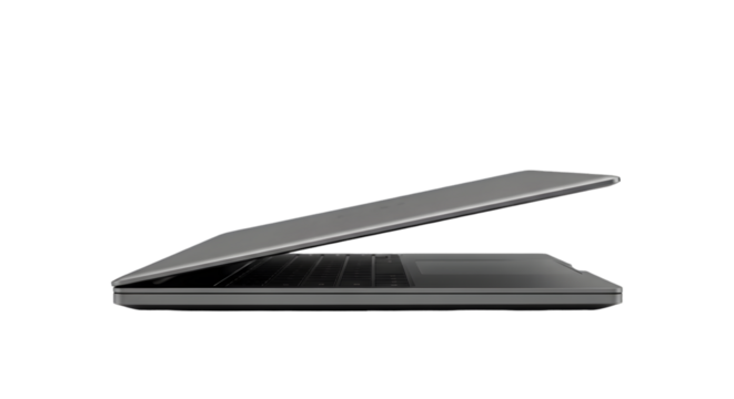 Silver laptop computer profile view