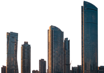 Majestic City Skyline at Dusk: Modern Architecture and Urban Landscape