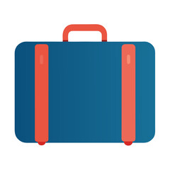 Simple blue suitcase with red accents and wheels