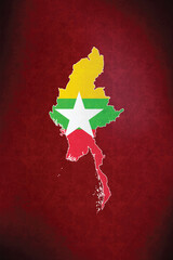 Myanmar vector map with flag	