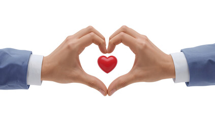 Capturing affection two hands framing a heart-shaped promise of love on transparent background