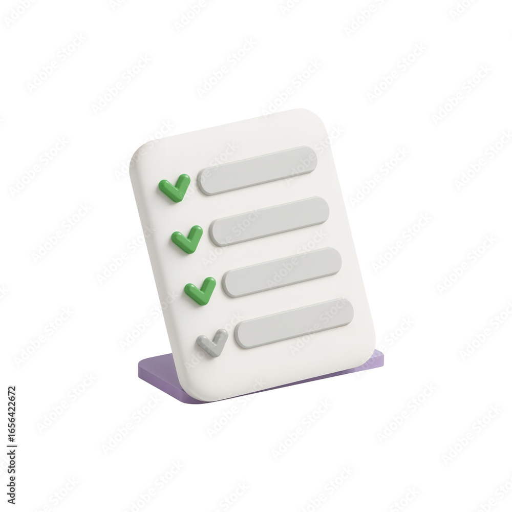 Poster checklist symbol with green tickmarks on transparent background for presentations