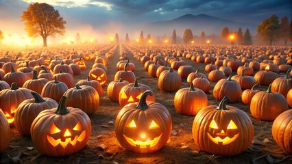 Pumpkin patch glow halloween background