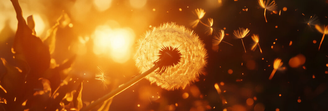 Dandelion In Field At Sunset - Freedom to Wish