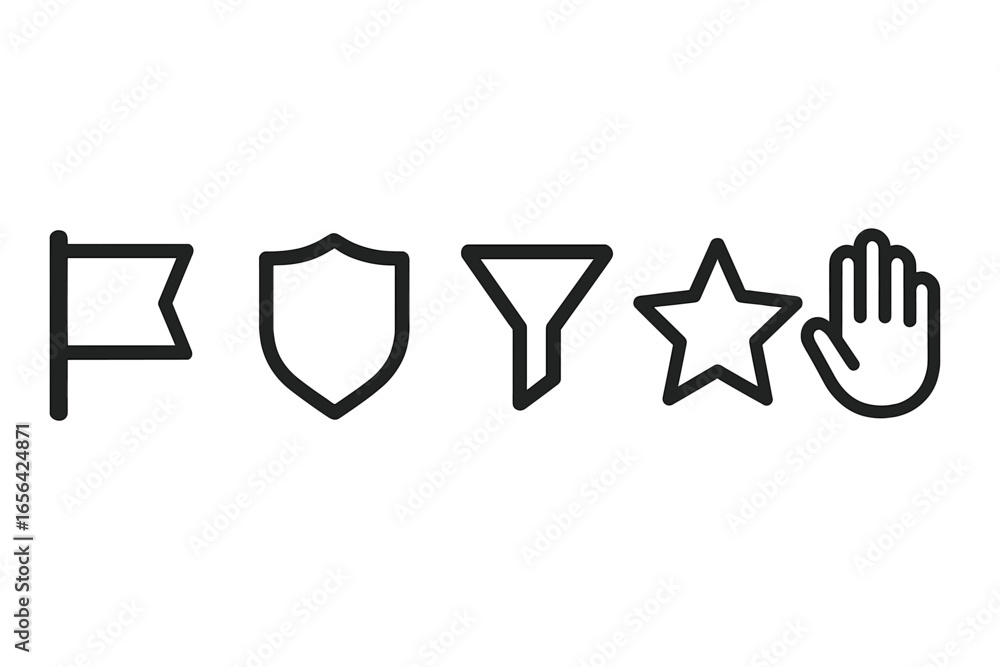 Poster set of simple outline icons for web and ui design