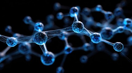 glowing blue molecular structure
