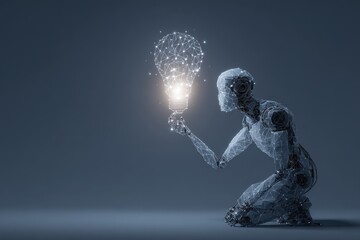 Generate AI technology. Machine learning on the big data network, Brain data creative in a light bulb to technology smart robot science and artificial intelligence technology, innovation of futuristic