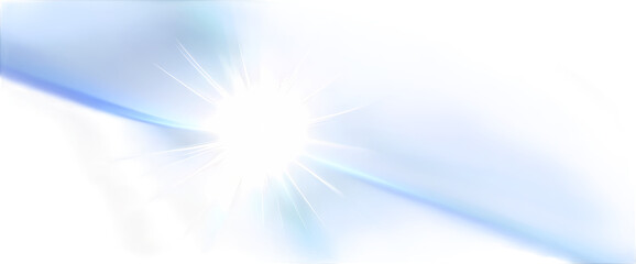 A bright white camera lens flare with a subtle, thin halo of faint rainbow colors (including blue and gray tones), photorealistic overlay, on a transparent background.