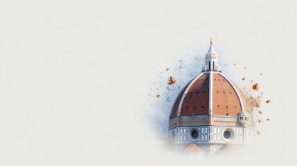 Obraz premium Duomo of Florence Artistic Illustration, a hand-drawn depiction of the iconic cathedral, set against a minimalist background emphasizing its architectural beauty and elegance.