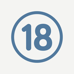 Number eighteen inside a circle on a light background.