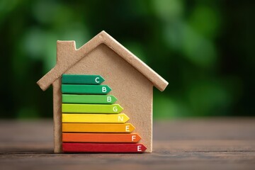 House energy efficiency, energy efficient rating class concept, eco home renovation save cost. Low-consumption ecological house. Green Building for Sustainable Development Concept