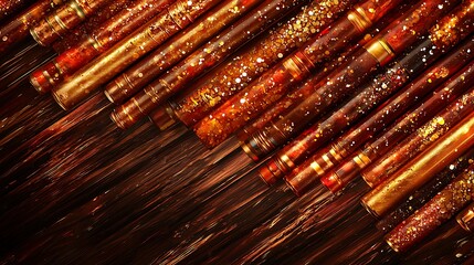 Sharp metallic glint across diagonal stack of bars with clean background