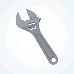 Adjustable wrench tool isolated on white background for mechanical repair and maintenance.