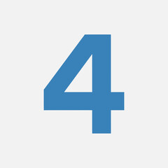 Blue number four on a light background simple design.