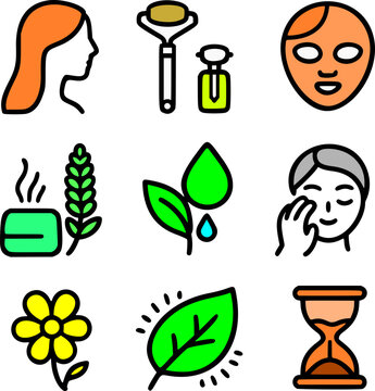 set of vector icons of beauty