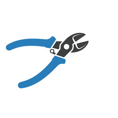 Blue handled wire cutters tool isolated on white background.