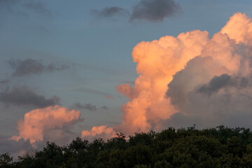 Clouds dyed red by the sunset