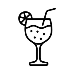 Refreshing summer drink illustration with lemon slice in a stylish glass