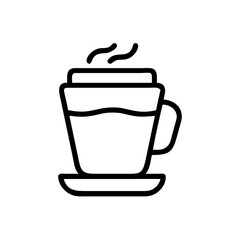 Stylized coffee cup with steam, simple illustration on a white background