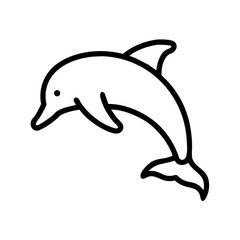Simple line drawing of a dolphin leaping through the ocean water