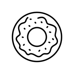 Simple line art illustration of a donut with sprinkles on the frosting