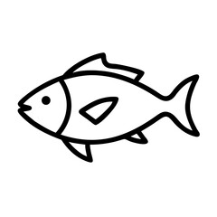 Simple Line Art Illustration of a Fish on White Background for Design