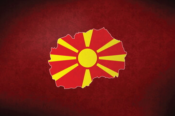 North Macedonia vector map with flag