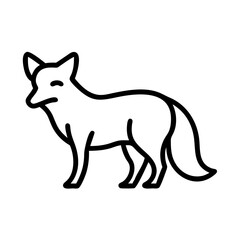 Single Line Drawing of a Fox Standing Alert and Looking Forward