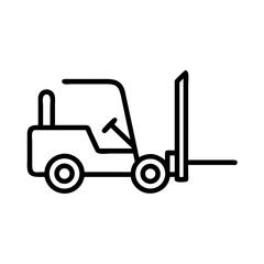 Simple black and white line drawing of a forklift truck machine