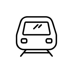 Simple cartoon drawing of an electric train on railway tracks front view