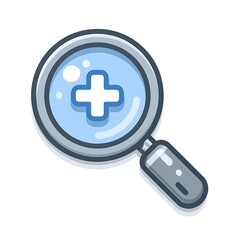 Fototapeta premium Blue magnifying glass with plus sign icon on a white background vector illustration