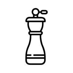A minimalistic illustration of a pepper grinder or spice mill with visible mechanism