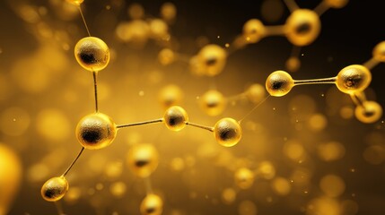Fototapeta premium golden atoms molecular structure abstract
