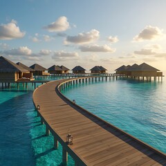 Obraz premium 碧海に続く、木道への誘い