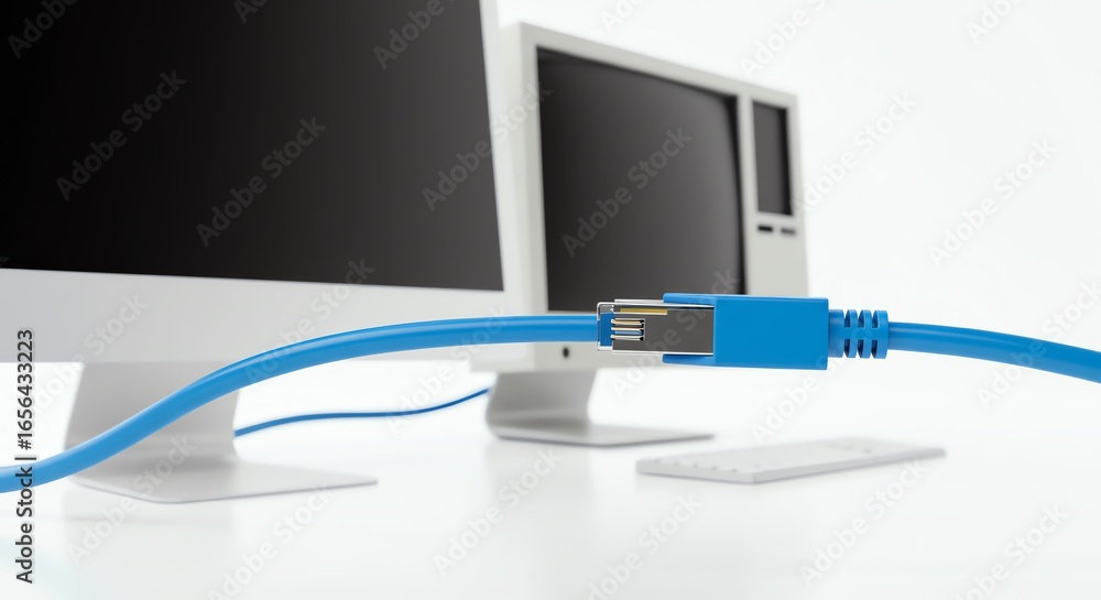 Poster computer monitor with ethernet cable connection